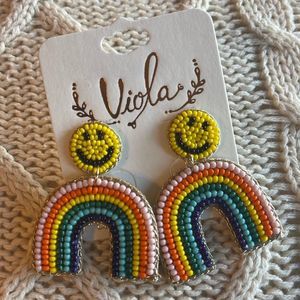 Boutique Rainbow Smile Seed Bead Earrings